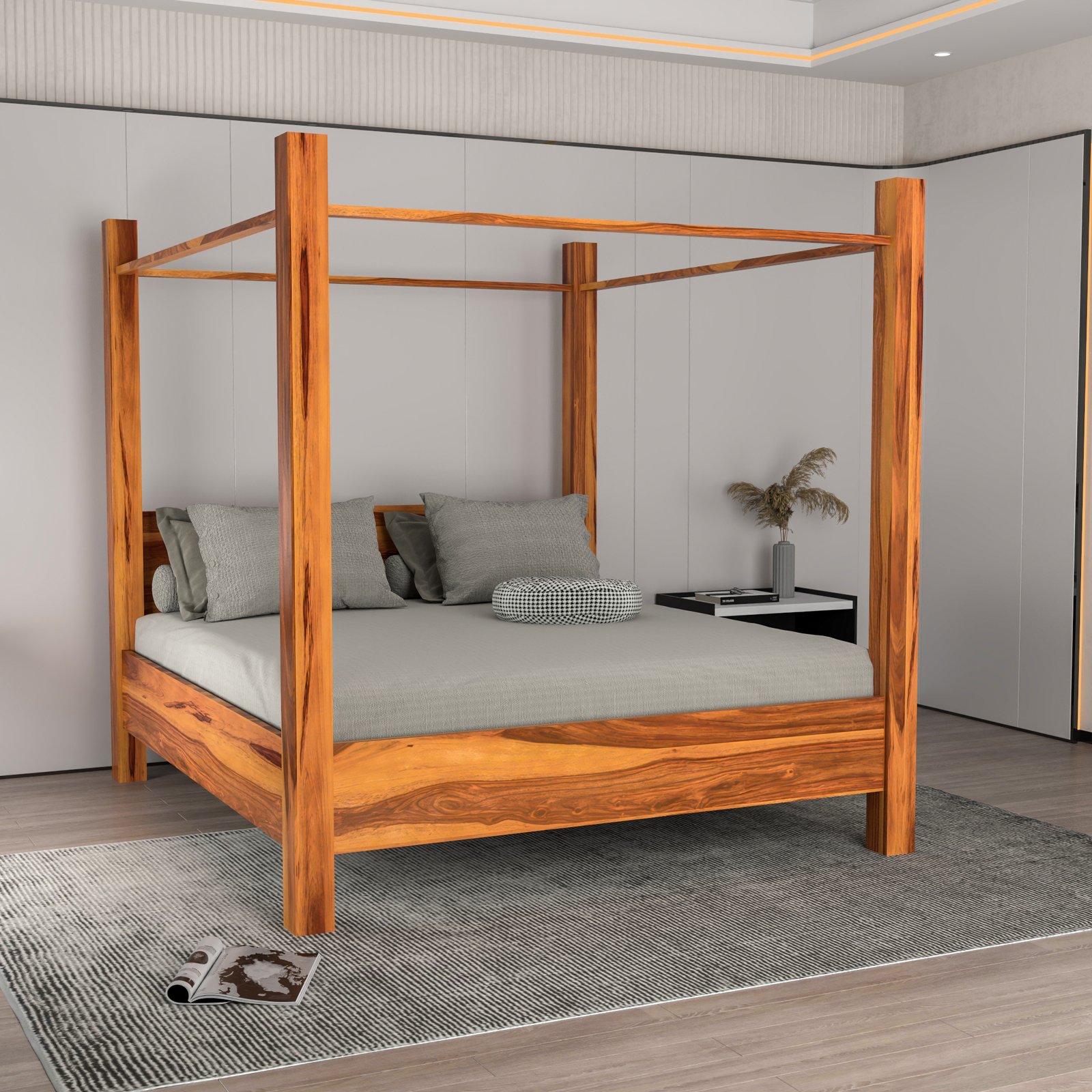 Solid Acacia Wood Single Bed Without Storage