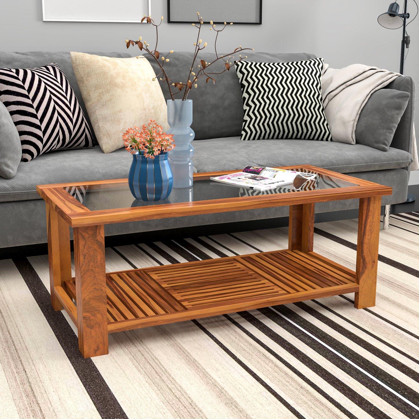 SMAART CRAAFTS Solid Wood Centre Table for Living Room
